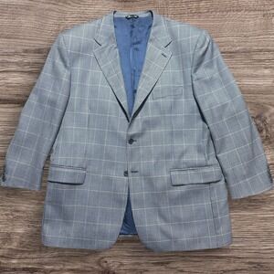 Italian Blazer Mens 46R Gray 3 Roll 2 Houndstooth Windowpane Wool Ivy Prep